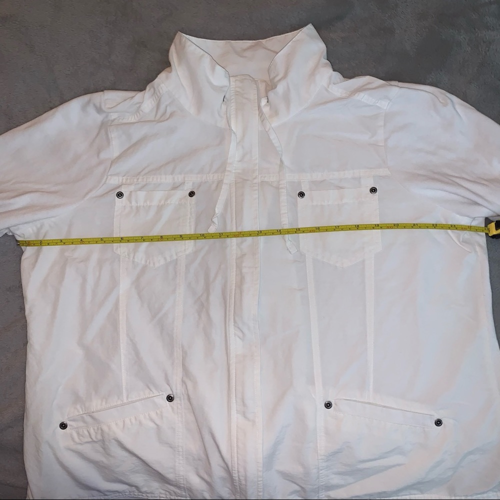 White Basic Woven Front Lightweight Utility Jacket - image 3